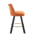 Coolmore Set Of 2,Back Pull Point Design, Velvet Material, 360 Degree Rotation, Back Pull Loop Detachable Design, Rivet Decoration, Square Foot Wooden Bar Chair Orange Velvet