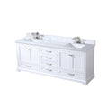 White Double Bath Vanity 80 In. W X 22 In. D, Carrara Marble Top, And Faucet Set White Plywood Wood