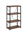 Bob Weathered Oak & Black Finish Bookshelf Black,Oak Metal,Synthetic Wood