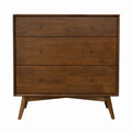 Caroline Mid Century Modern Solid Wood Dresser 3 Drawer Brown,Wood Brown Bedroom Mid Century Modern Solid Wood