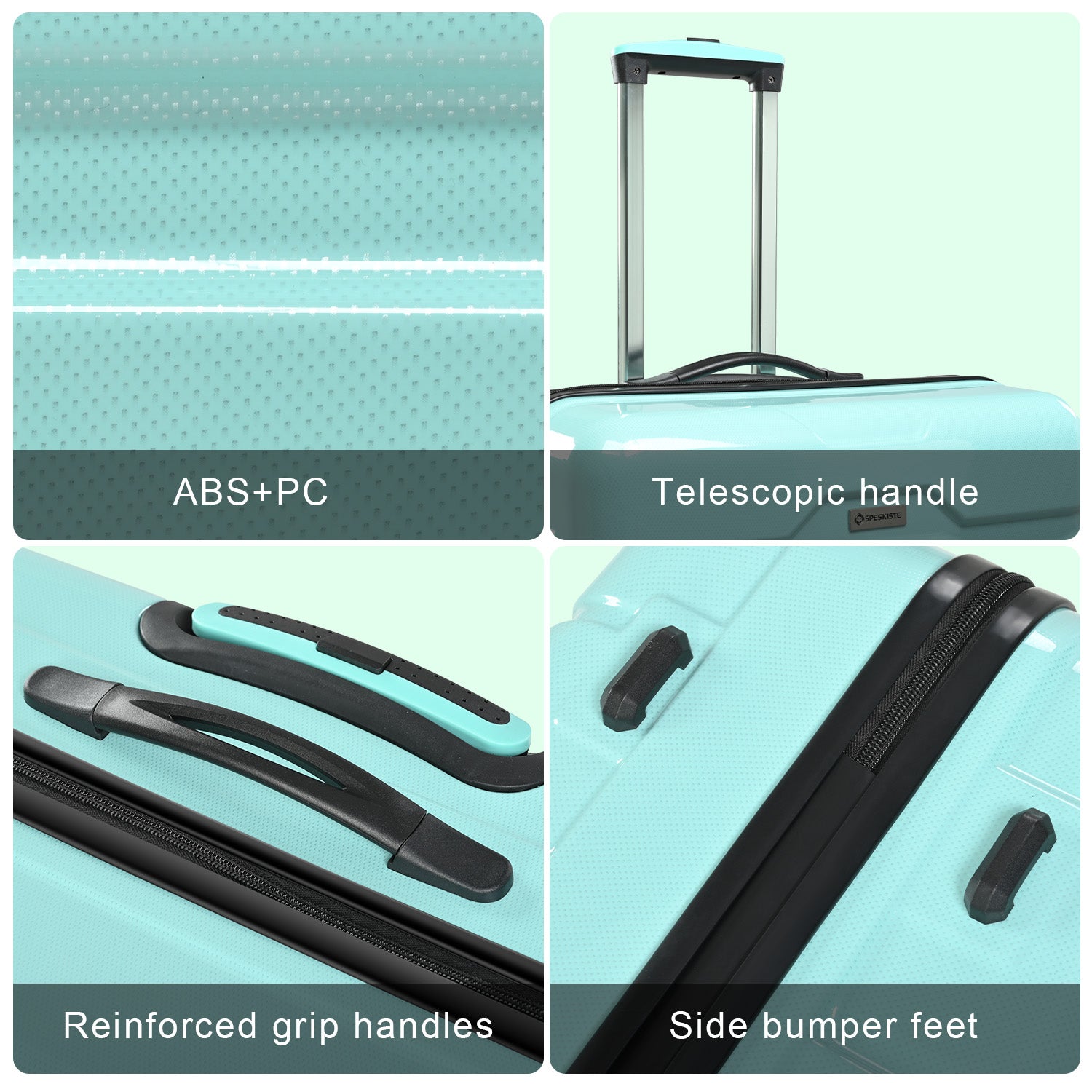 Luggage Sets Abs Pc Hardshell 3Pcs Clearance Luggage Hardside Lightweight Durable Suitcase Sets Spinner Wheels Suitcase With Tsa Lock 20 24 28 ,Green Green Abs Pc