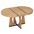 5 Piece Retro Rustic Functional Dining Set Unique Geometric Design, 1 Extendable Table With A 16 Inch Leaf And 4 Upholstered Chairs Ideal For Dining Room And Kitchen Natural Natural Solid Wood Mdf