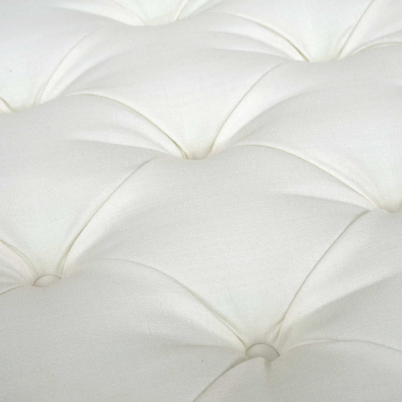 Luciana Tufted Cocktail Ottoman With Skirt, Antique White Polyester Antique White Foam Polyester