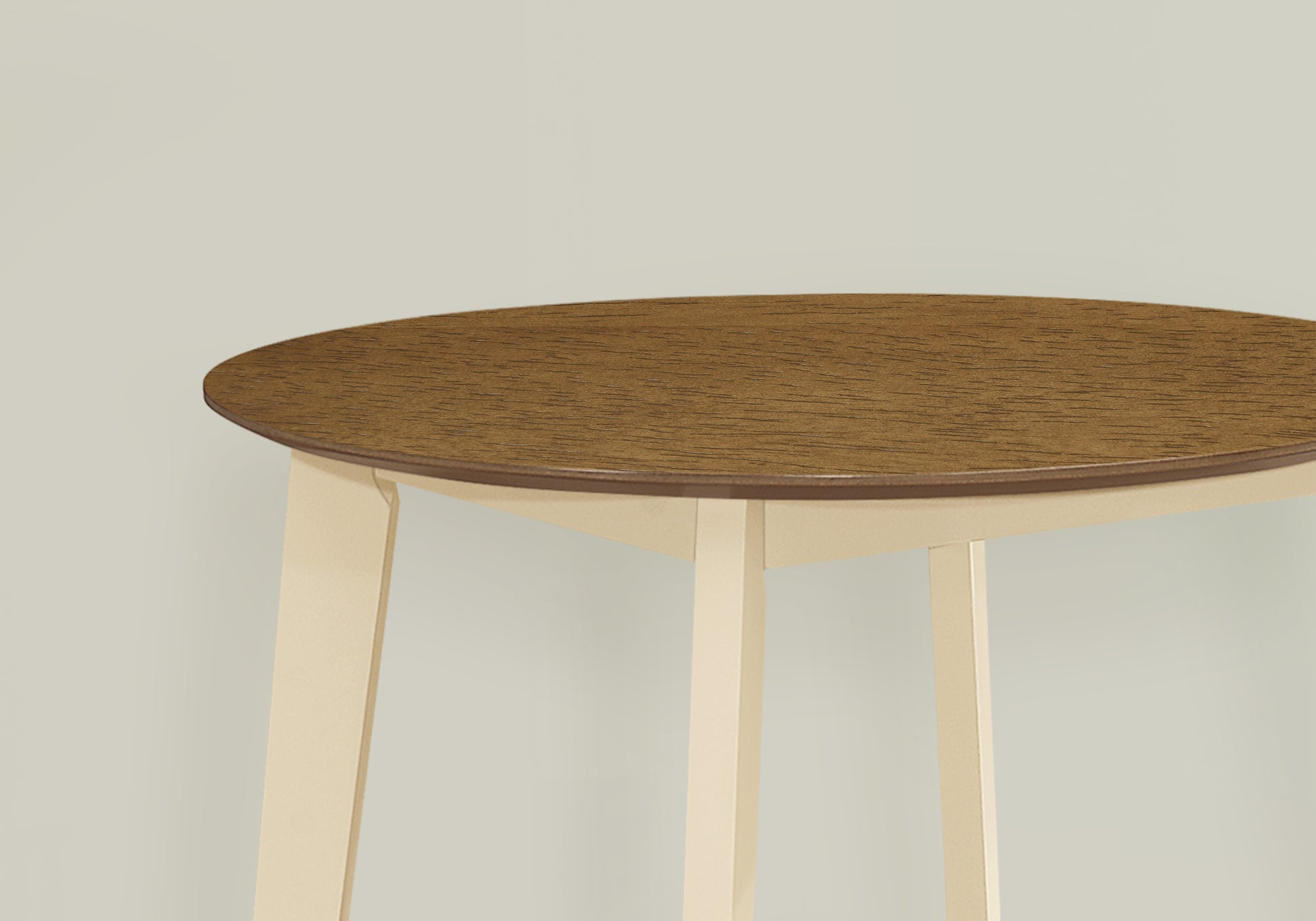 Dining Table, 30" Round, Small, Kitchen, Dining Room, Oak And Cream, Wood Legs, Transitional Cream Solid Wood Mdf