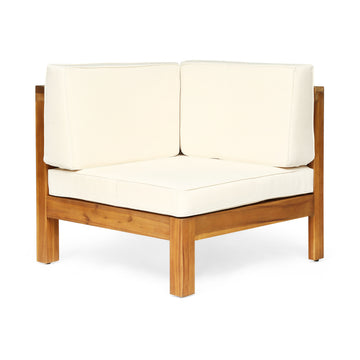 Oana Corner Chair Table, Beige Beige Acacia Wood