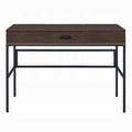 Oak And Black 1 Drawer Writing Desk With Usb Port Oak Writting Desk Office Industrial Rectangular Drawers Wood Metal