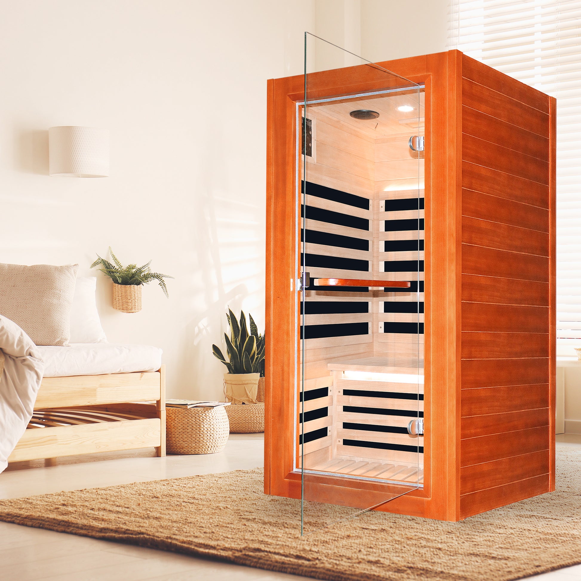 Infrared Sauna Room Single Room Natural Metal & Wood Solid Wood