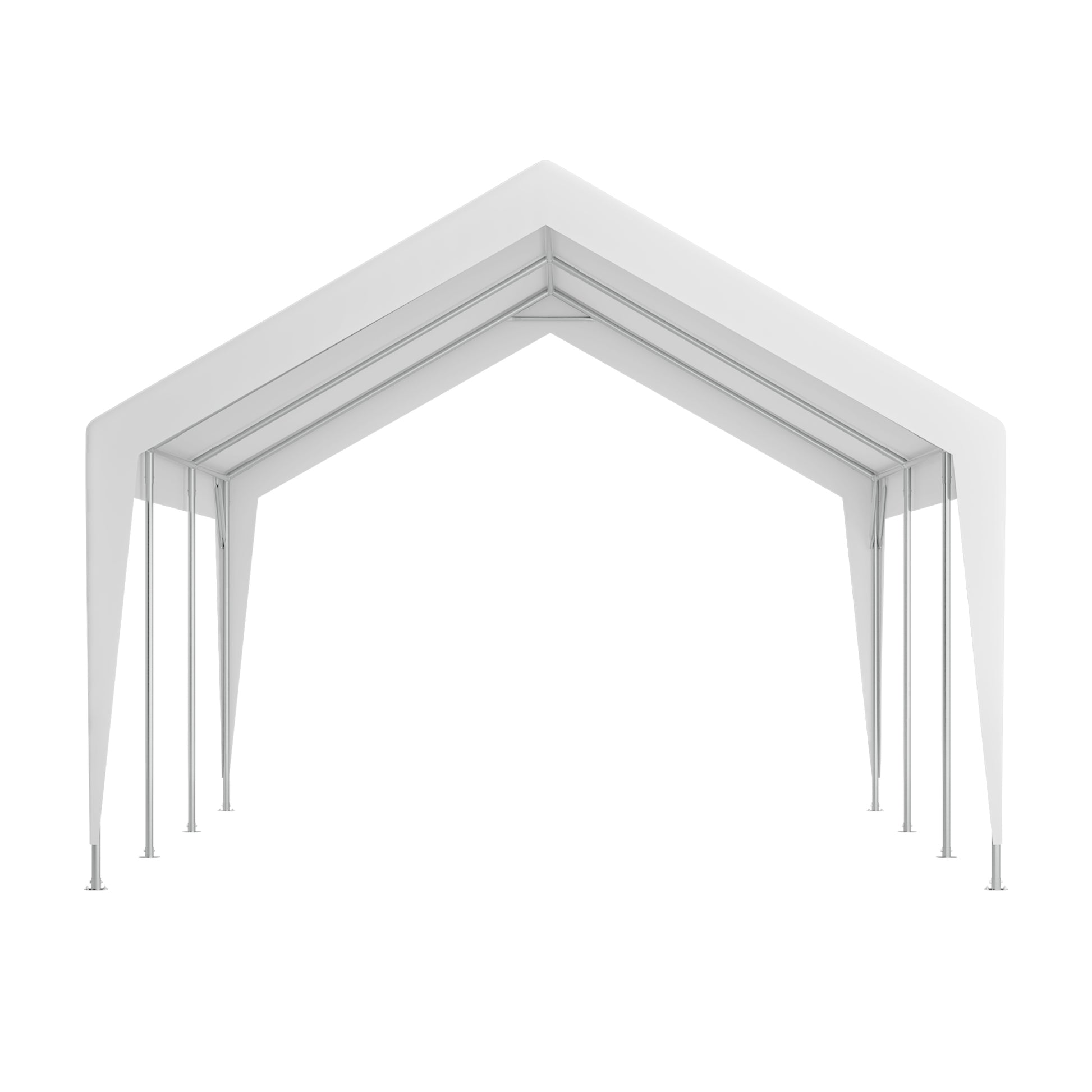 13X20 Heavy Duty Steel Carport Storage Canopy Garage Tent W Removable Sidewalls White Metal
