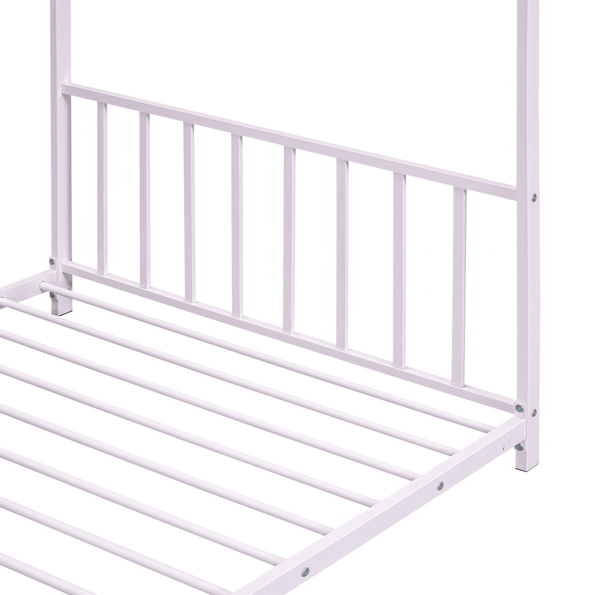 Twin Size Metal House Platform Bed, Pink Box Spring Not Required Twin Pink Metal Bedroom Bed Frame Metal