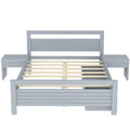 Full Size Wooden Platform Bed With 2 Storage Drawers And 2 Bedside Tables, Gray Full Gray Pine