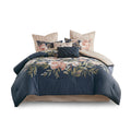 8 Piece Cotton Comforter Set Navy Queen Queen Navy Polyester