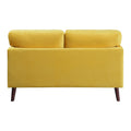 Modern Contemporary Living Room 1Pc Loveseat Yellow Velvet Upholstery Dark Brown Legs Solid Wood Furniture Yellow Velvet Wood Primary Living Space Modern Solid Wood