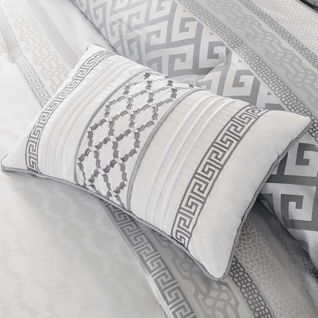 7 Piece Comforter Set Grey King King Grey Polyester