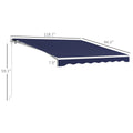 Outsunny 10' X 8' Electric Awning, Retractable Awning, Uv Protection Sun Shade Shelter With Remote Controller And Manual Crank Handle For Deck, Balcony, Yard, Dark Blue Blue Aluminum