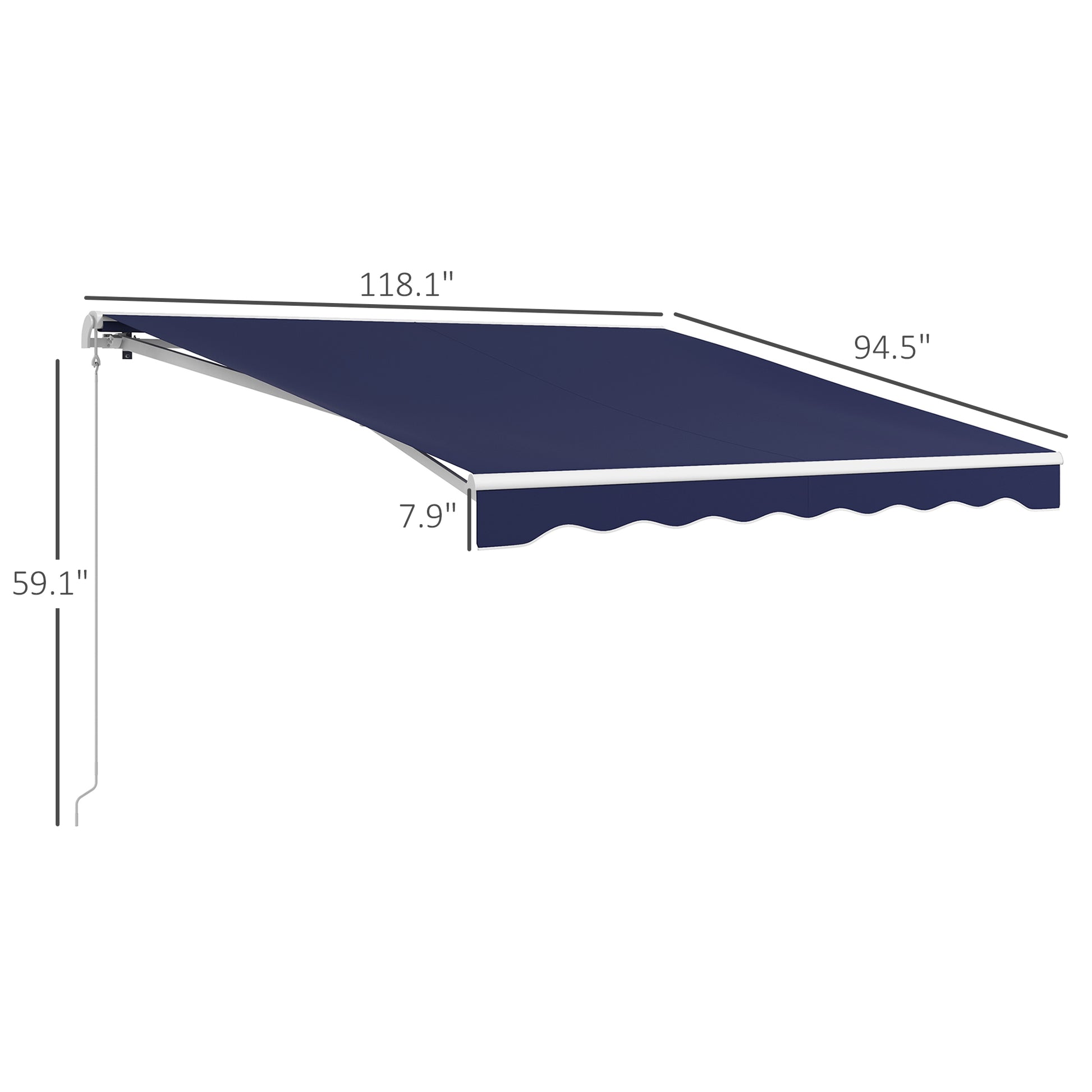 Outsunny 10' X 8' Electric Awning, Retractable Awning, Uv Protection Sun Shade Shelter With Remote Controller And Manual Crank Handle For Deck, Balcony, Yard, Dark Blue Blue Aluminum