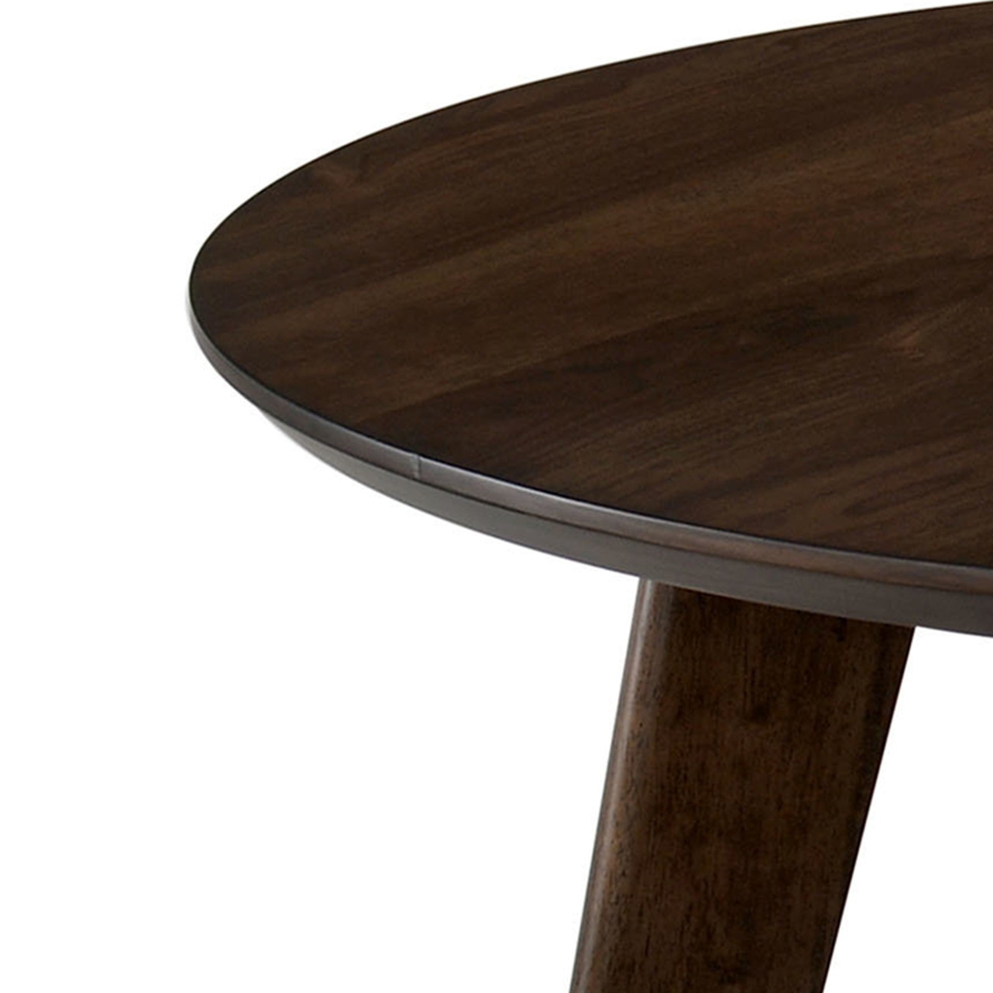 Round Wooden Dining Table With Fin Style Leg Support, Walnut Brown Brown Solid Wood