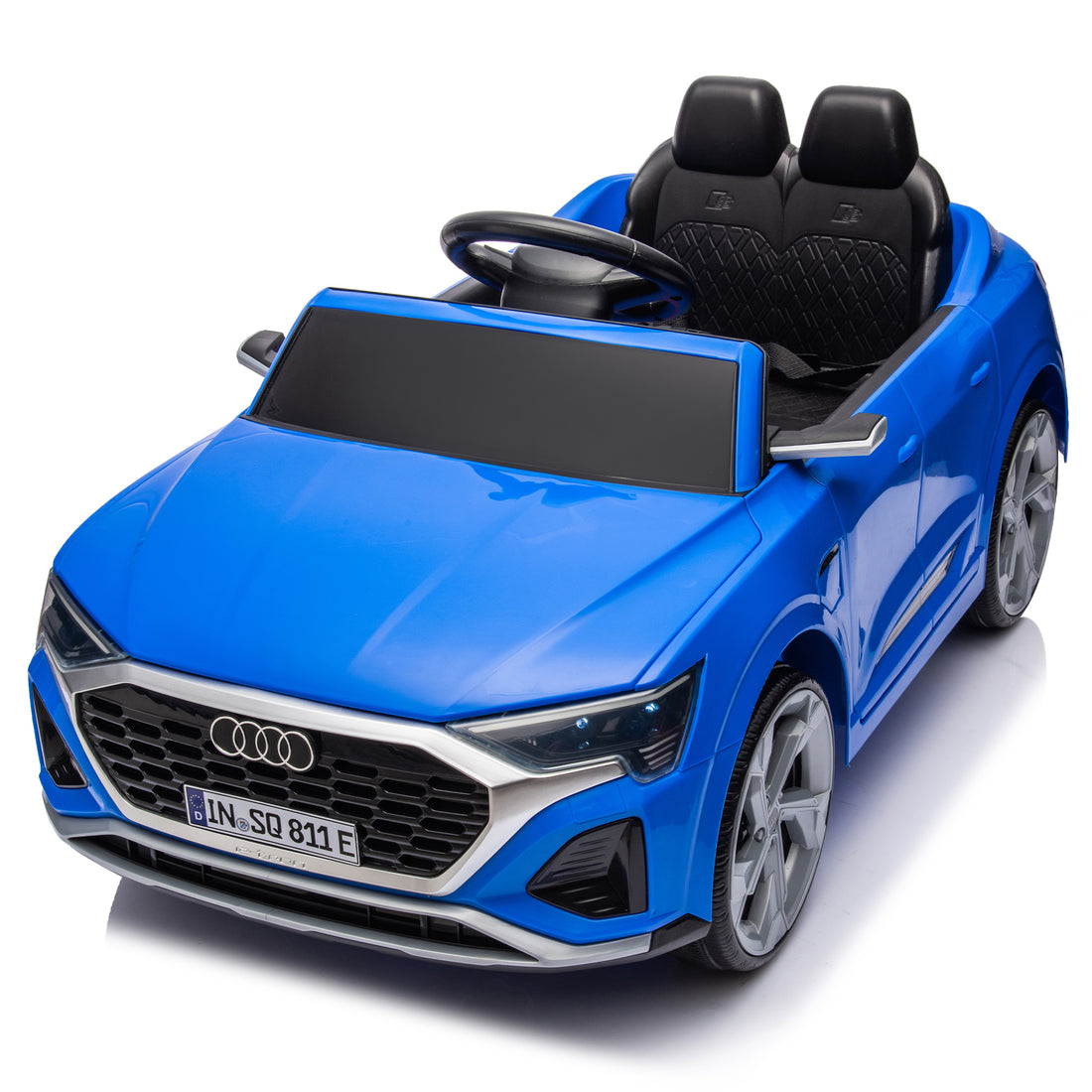 12V Kids Ride On Electric Car W Parents Remote Control,Licensed Audi Sq8 For Kids,Dual Drive,Suspension,Hanging Start,Three Speed Adjustable Music,Volume Control,Led Lights For Kids Aged 3 6. Blue 50 99 Lbs Polypropylene