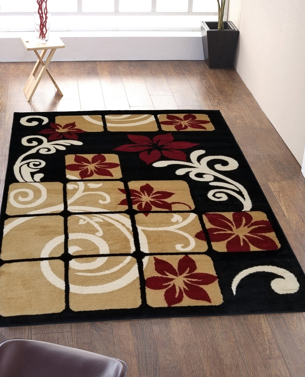 Jersey Area Rugs, Carpets For Livingroom, 7X10 Area Rugs ,3005 Black Rectangle 8&10 Black Contemporary Abstract Polypropylene