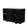 Mercury Kitchen Island With Spacious Countertop, Double Door Cabinets, And 2 Open Storage Shelves Multi Kitchen Rectangular Stationary Kitchen Islands Melamine Particle Board Large 56 In