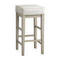 Transitional White Faux Leather Seat 29 Inch Pub Height Stools Set Of 2, White Finish Solid Wood Frame White White Dining Room Transitional Solid Wood