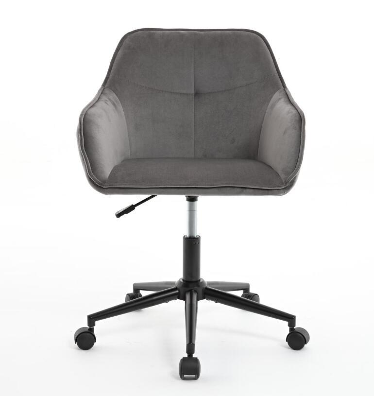 Velvet Office Desk Chair, Modern Home Desk Chair With Wheelsvanity Chairs For Living Room, Bedroom,Study Room Grey Black Foam Polyester Blend