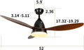 52 Inch Ceiling Fan With Led Light And Remote Control, 3 Speed Modes, 2 Rotating Modes, Timer Antique Brown Wood