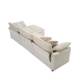 Sectional Sofa Modular Deep Seat 3 Seat Sofa Couch With Ottoman,Comfy Upholstered Furniture For Living Room,Light Beige Corduroy Sofa Beige Corduroy 3 Seat