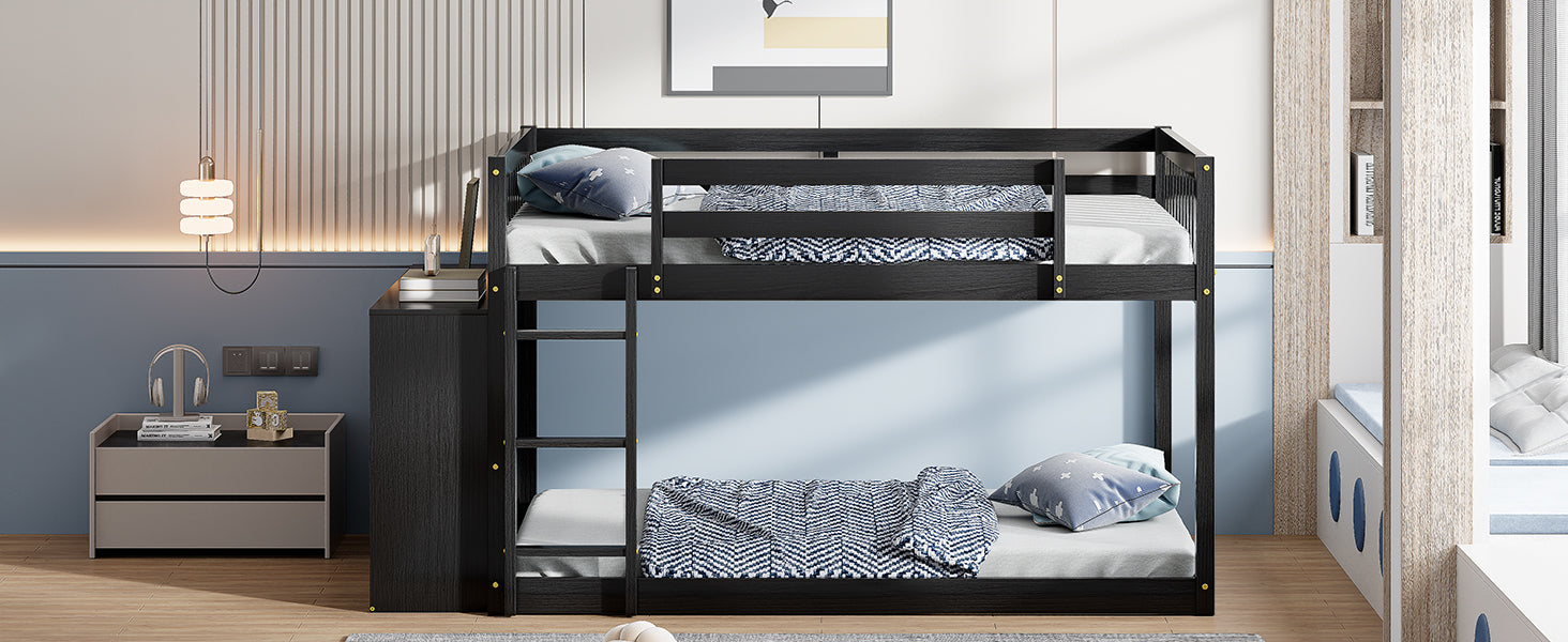 Full Over Full Bunk Bed With 4 Drawers And 3 Shelves Espresso Full Espresso Solid Wood