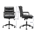 Black Leather Office Chair Mid Back Leather Desk Chair Modern Excutive Office Chair With Arms And Wheels For Home Office Black Pu Iron