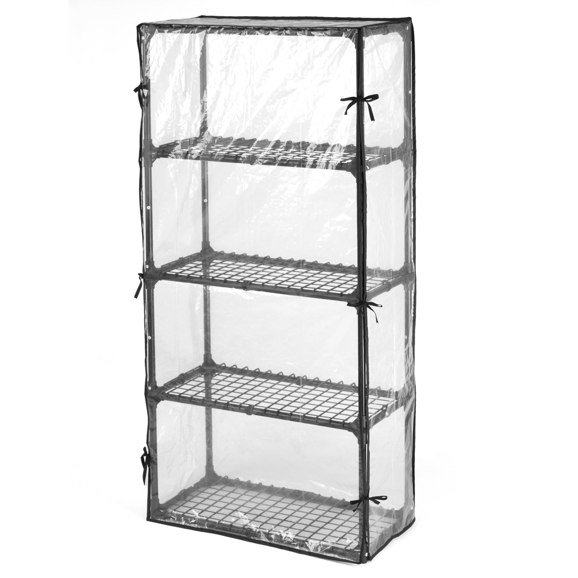 5 Shelf Wire Rack With Cover 1Pack Black Steel