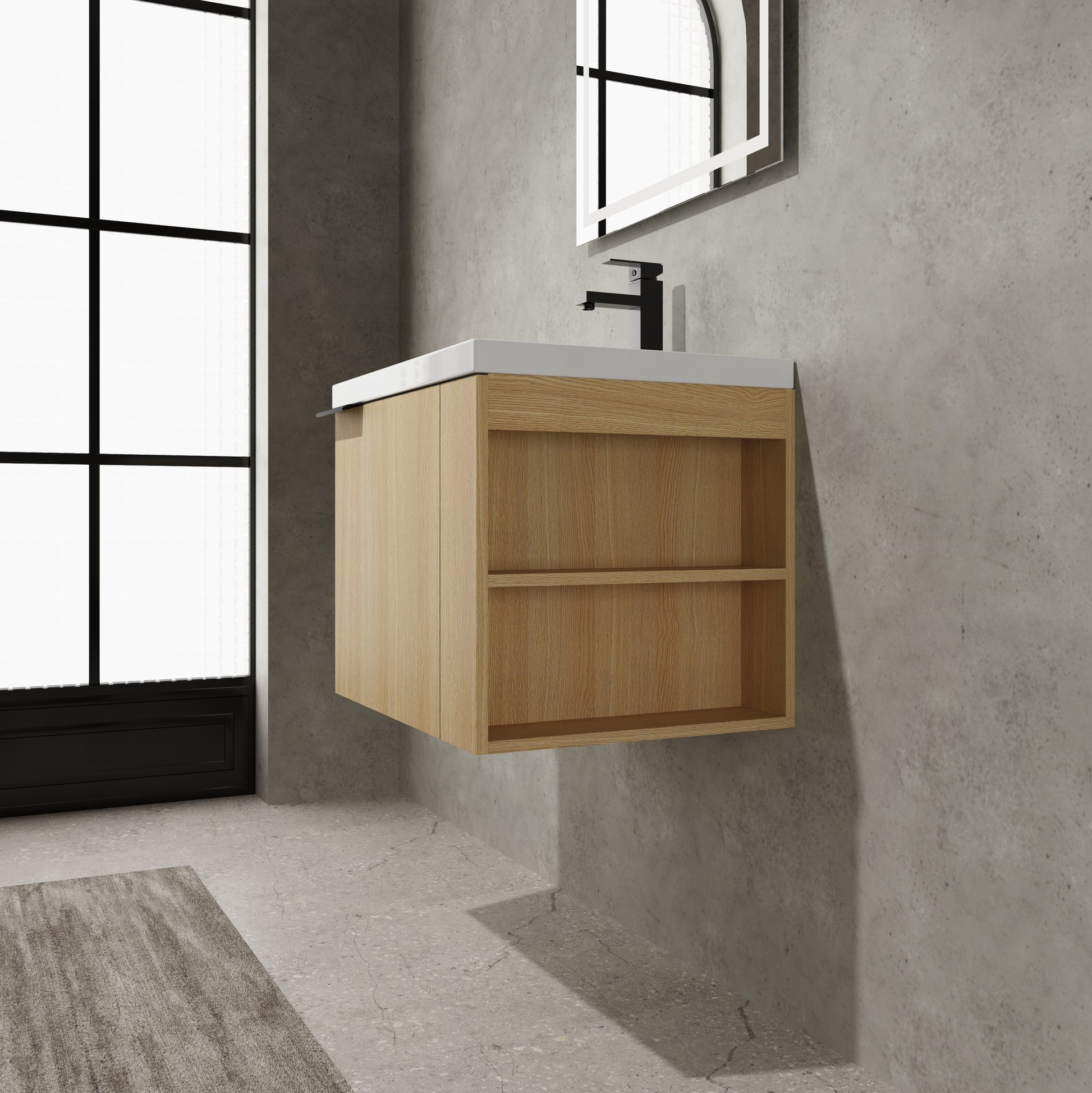 24 "Bathroom Vanity Sink Combo For Big Space,Modern Bathroom Cabinet Cabinet Combination, Bathroom Sink Cabinet Set, Oak Composable Oak Bathroom American Design Engineered Wood
