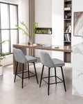 Counter Height Swivel Bar Stools Set Of 2, 360 Swivel Upholstered Barstools With Back And Metal Legs, 25.6