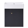 Video 21.6 Inch Modern Floating Bathroom Vanity With Ceramic Basin Perfect For Small Bathrooms, Left Side Storage Black Bathroom Ceramic Mdf