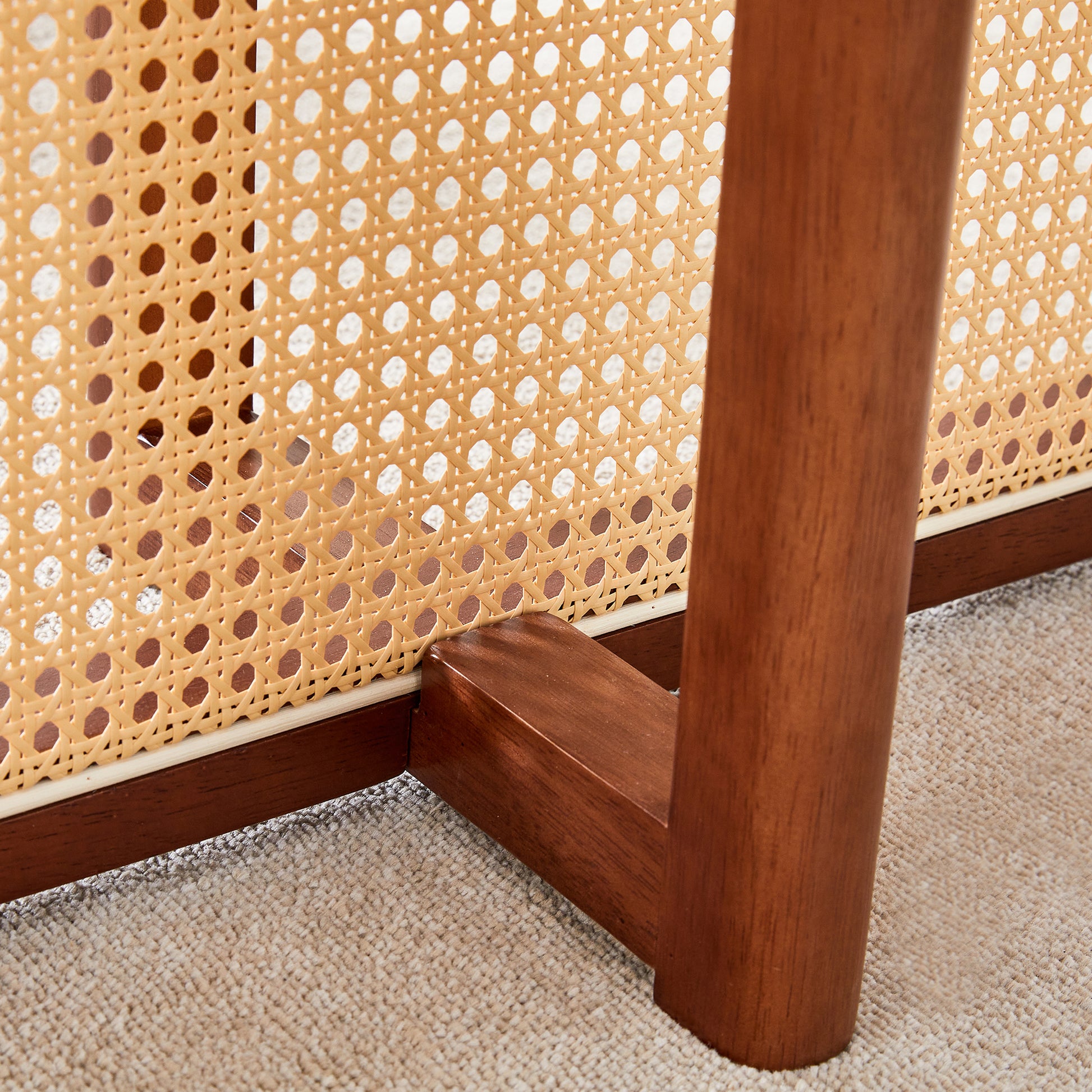 Chinese Country Retro Solid Wood Dining Table, Simple Modern Imitation Rattan Dining Table, Wooden Dining Table, Desk. Suitable For Dining Room, Living Room, Office Walnut Rubber Wood