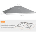 Outsunny 10' X 13' Gazebo Canopy Replacement, Outdoor Gazebo Cover Top Roof Replacement With Vents And Drain Holes, Top Cover Only , Light Gray Gray Polyester