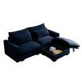 Sectional Sofa Comfy Corduroy Couch For Living Room With Pillows And Round Armrests, Modern Corduroy Sofa Sleeper Deep Couches With Storage Ottoman Blue, 2 Seat Blue Corduroy 2 Seat