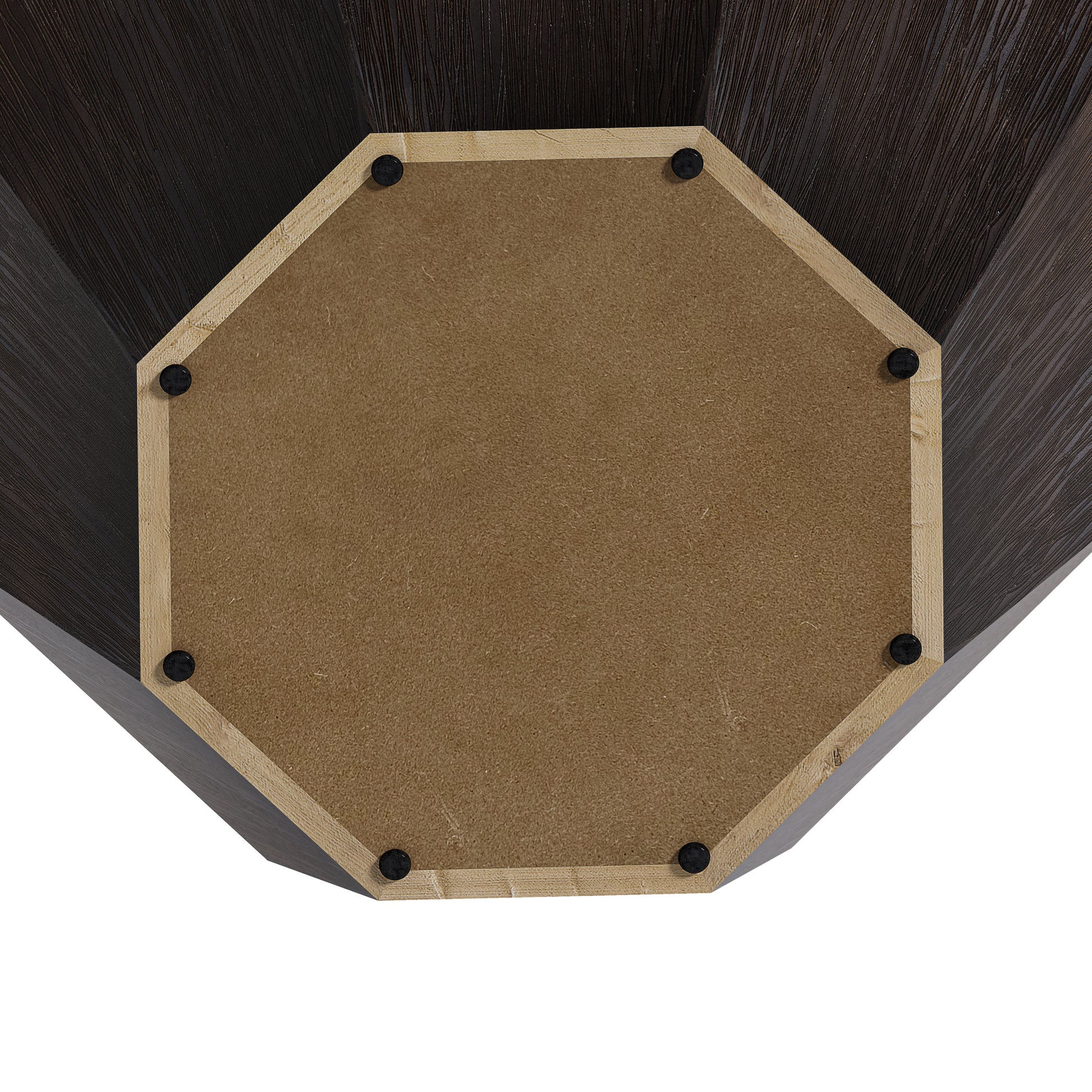 31.5 "Octagonal Black Walnut Rubber Wood Coffee Table, Coffee Table, Living Room Bedroom Walnut Rubber Wood