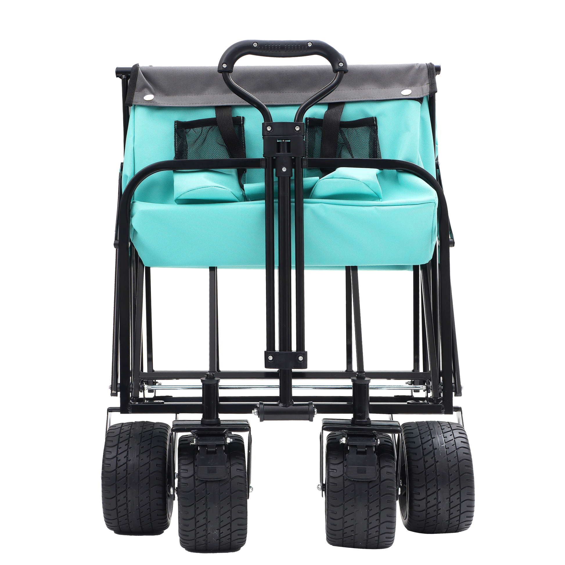 440Lbs Collapsible Foldable Wagon Cart With Strapping System ,Beach Wagon Utility Cart Utility Wagon Grocery Cart For Camping Shopping Sports Gardening Fishing Supports 3Pcs Plastic Liner Bag Blue