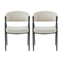 Upholstered Dining Chairs With Metal Legs Set Of 2 ,Beige Beige Fabric Metal