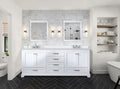 White Double Bath Vanity 80 In. W X 22 In. D, With White Quartz Top White Plywood Wood
