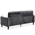 Modern Design Chenille 3 Seat L Shape Sectional Sofa With Storage Chaise For Apartment, Studio, Office,Living Room,L Shape Dark Grey Dark Gray Chenille Metal Primary Living Space Soft Modern Foam