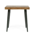 Parquet Side Table Honey Wood Metal