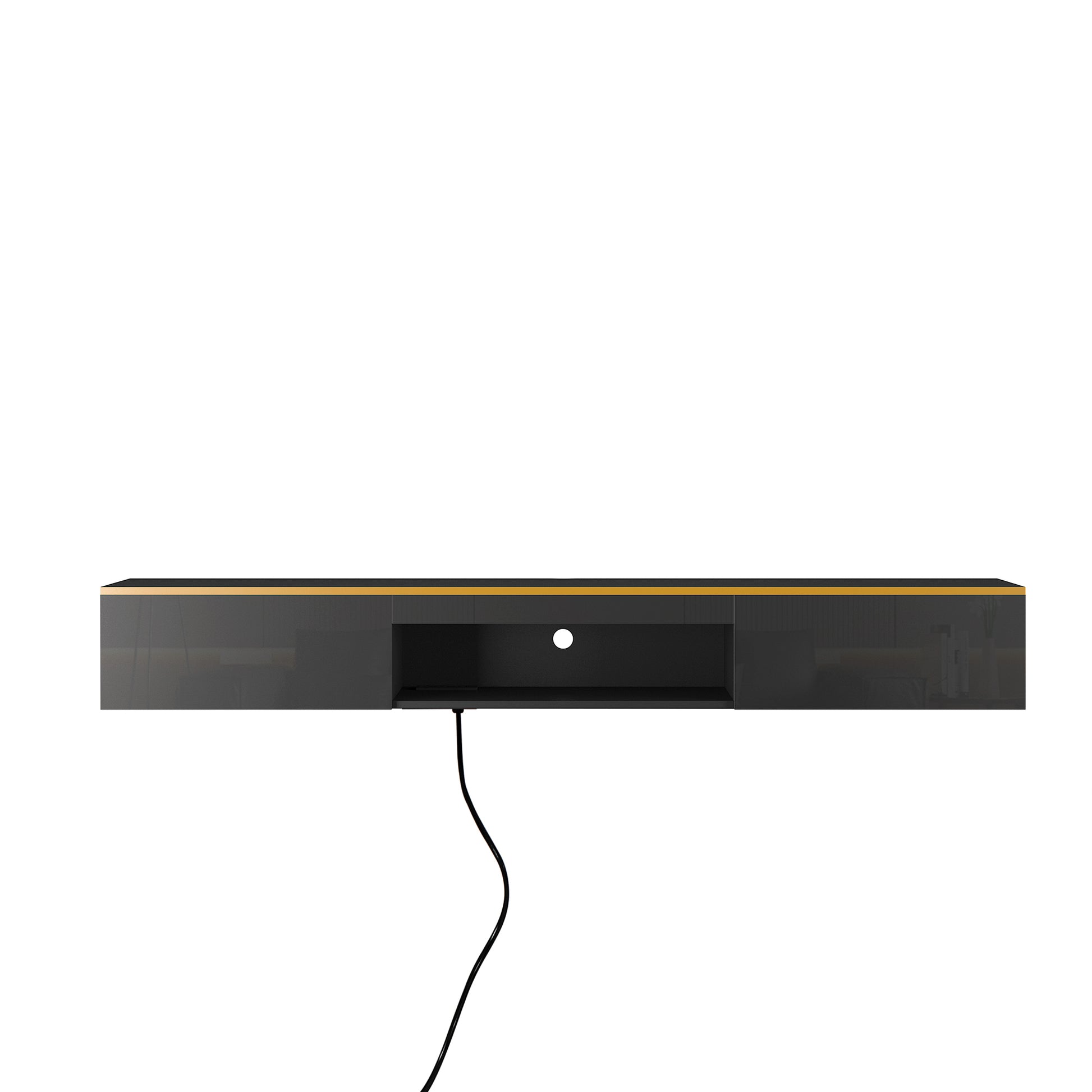 Floating Tv Stand Wall Mounted With 16 Color Leds,69" Modern Tv Stand, Floating Tv Cabinet Entertainment Center For 55 60 65 Inch Tv,Black Black 60 69 Inches Mdf