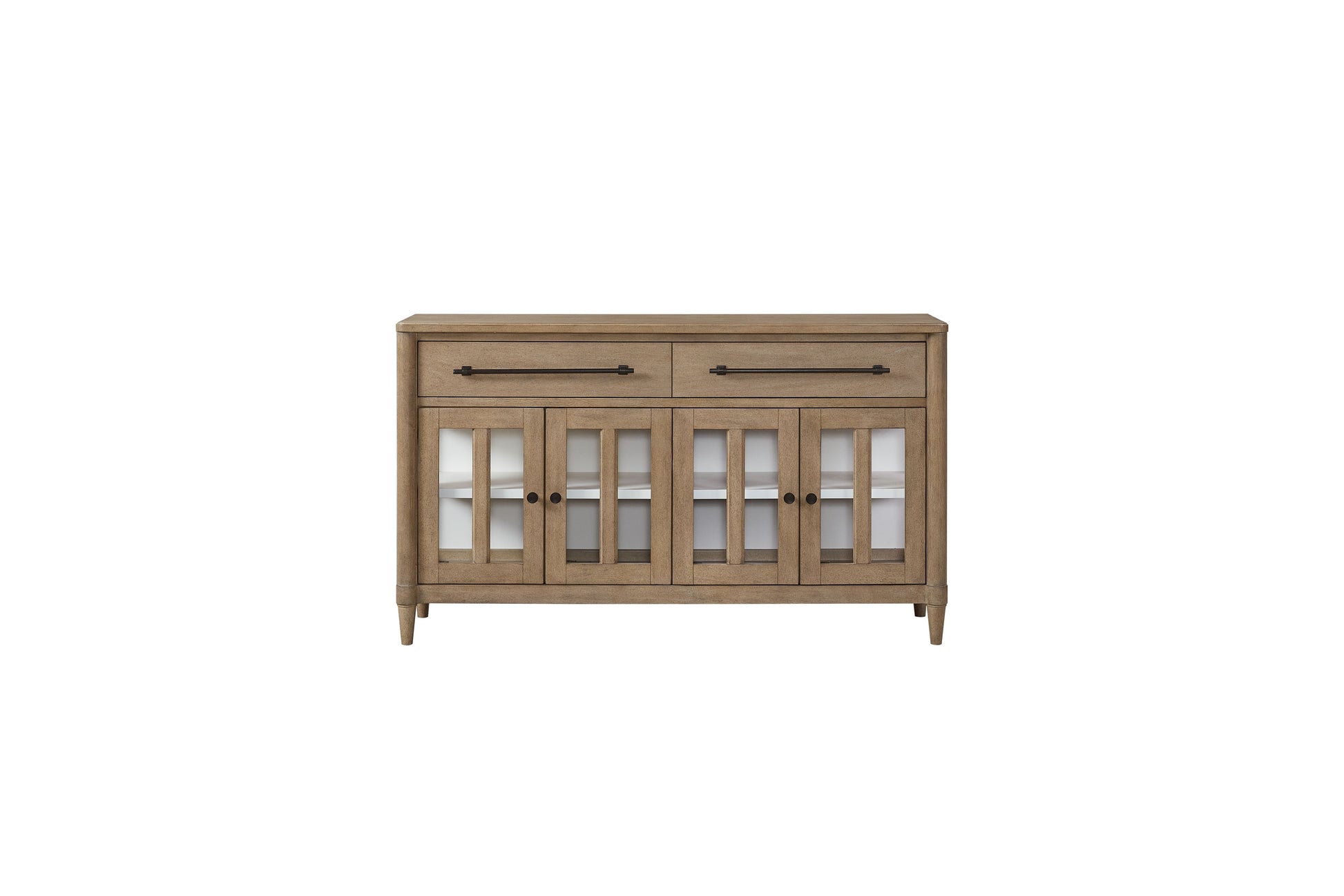 Power Raedy Buffet With Glass Cabinet Doors Sand Solid Wood Mdf