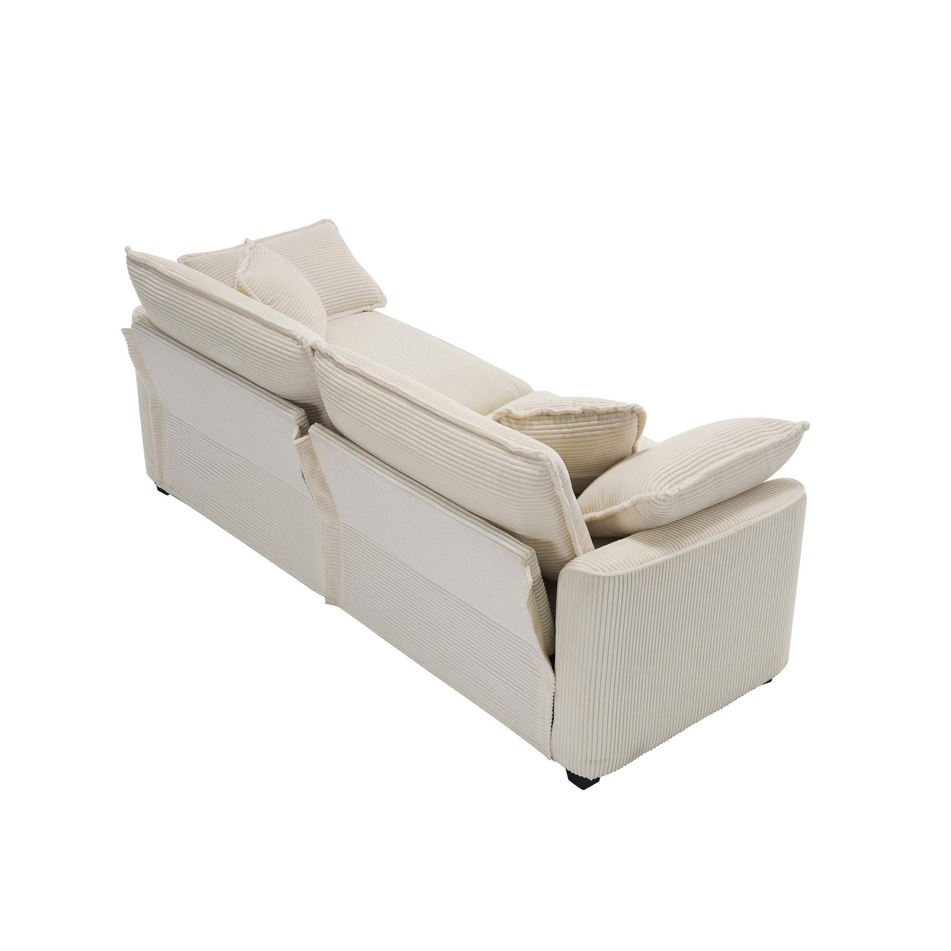 3 Piece Sofa Set, Comfortable Oversized Sofa With One Single Sofa, One 2 Seater Sofa And One 3 Seater Sofa, Light Beige Corduroy Deep Seat Sofa Beige Corduroy 6 Seat