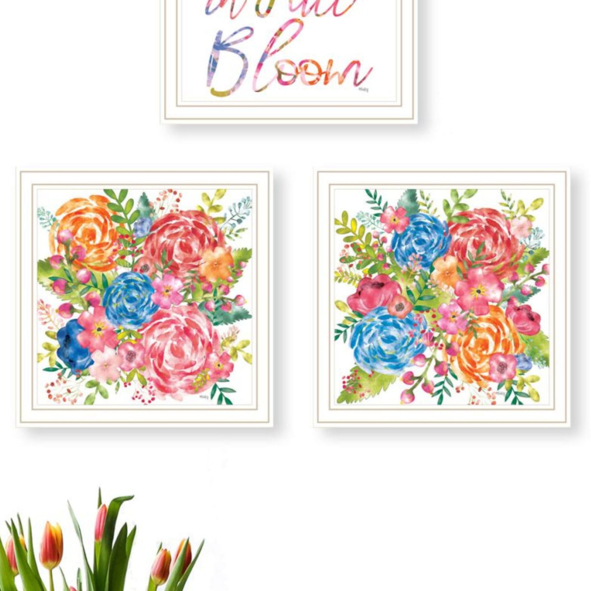 "Live Life In Full Bloom " Framed Wall Art For Living Room, Wall Art Print For Home Decor, Bedroom Wall Art By Heidi Kuntz Multicolor Wood Paper