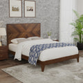 Mid Century Modern Platform Bed Wood Slat Support With No Box Spring Needed,Full, Walnut Box Spring Not Required Full Walnut Wood Bedroom Mid Century Modern Bed Frame Wood