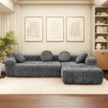 L Shaped Modular Modern Compressed Gray Sofa,Comfy Corduroy Fluffy Couch With Deep Seat,No Assembly Required Couch For Living Room Gray Linen Wood Primary Living Space Soft Cushion Back Extra Heavy