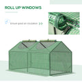 Outsunny 4' X 2' X 2' Portable Mini Greenhouse, Small Green House With Pe Cover, Roll Up Zippered Windows For Indoor, Outdoor Garden, Green Green Plastic