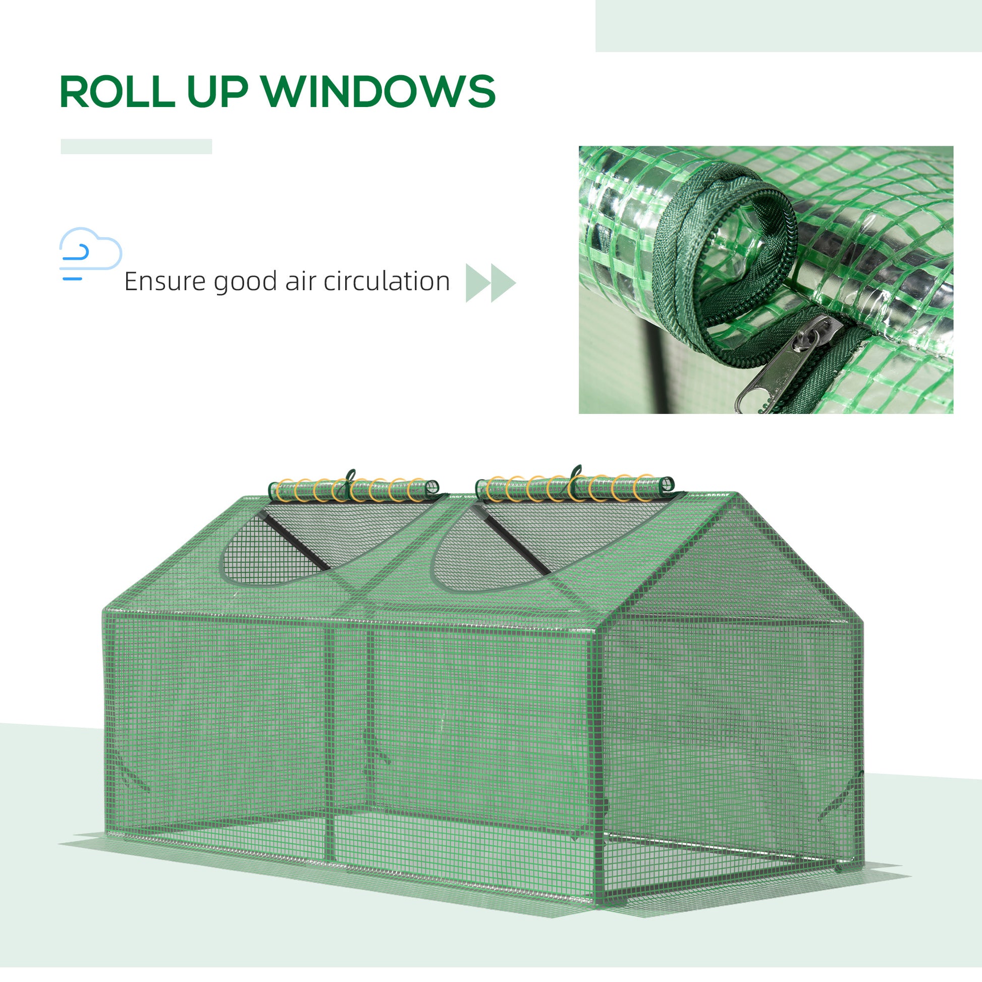 Outsunny 4' X 2' X 2' Portable Mini Greenhouse, Small Green House With Pe Cover, Roll Up Zippered Windows For Indoor, Outdoor Garden, Green Green Plastic